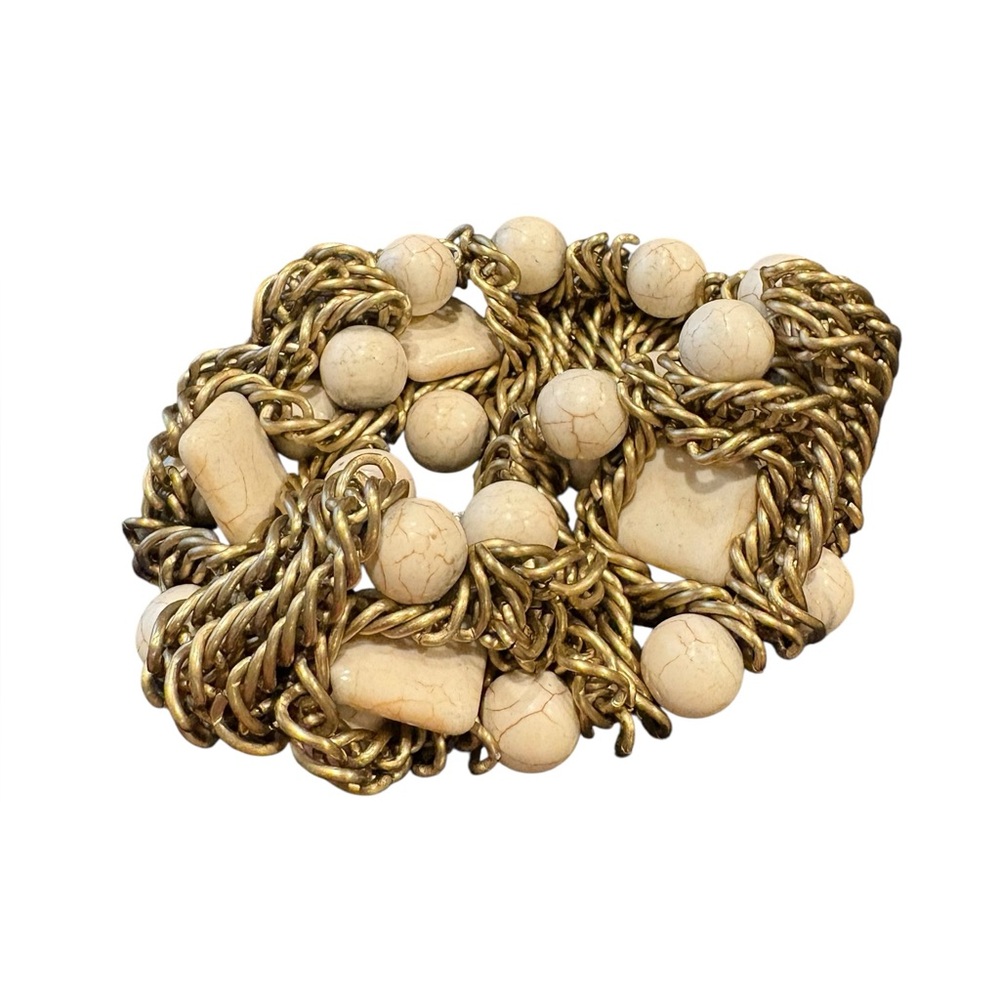 Chunky Gold Chain & Howlite Stone Statement Bracelet JB8